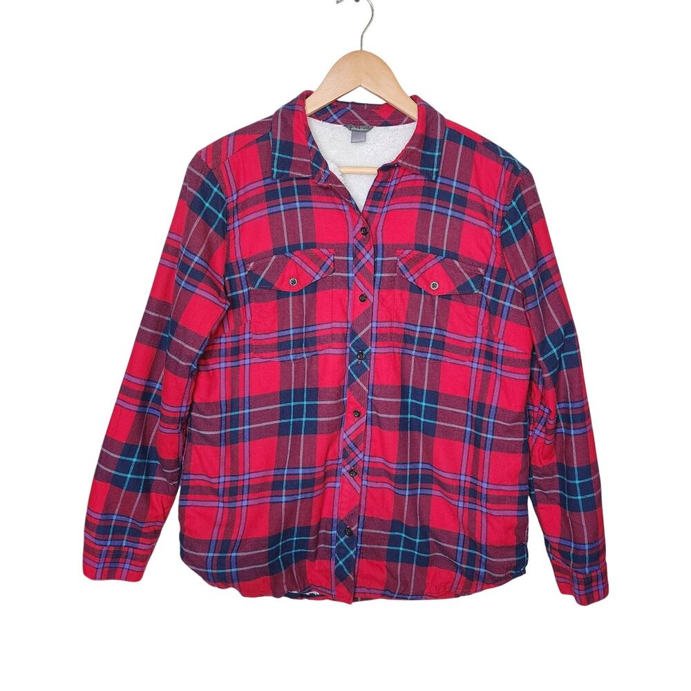 Eddie Bauer Red Plaid Shacket Women's Size Medium